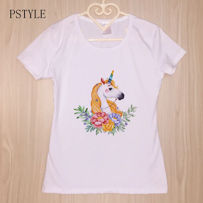 

Funny T Shirts Womens White Tshirt Harajuku Summer Style Cartoon Unicorn Print Female Tee Shirt Graphic Hipster Tumblr Tops