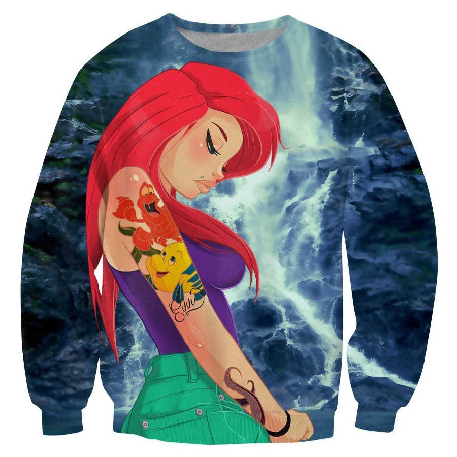 Cartoon high-quality Sweatshirt fashion Men/Women Streetwear clothing Hipster Coat Sexy woman 3d Print Ariel Crewneck Sweatshirt Cartoon high-quality Sweatshirt fashion Men/Women Streetwear clothing Hipster Coat Sexy woman 3d Print Ariel Crewneck Sweatshirt