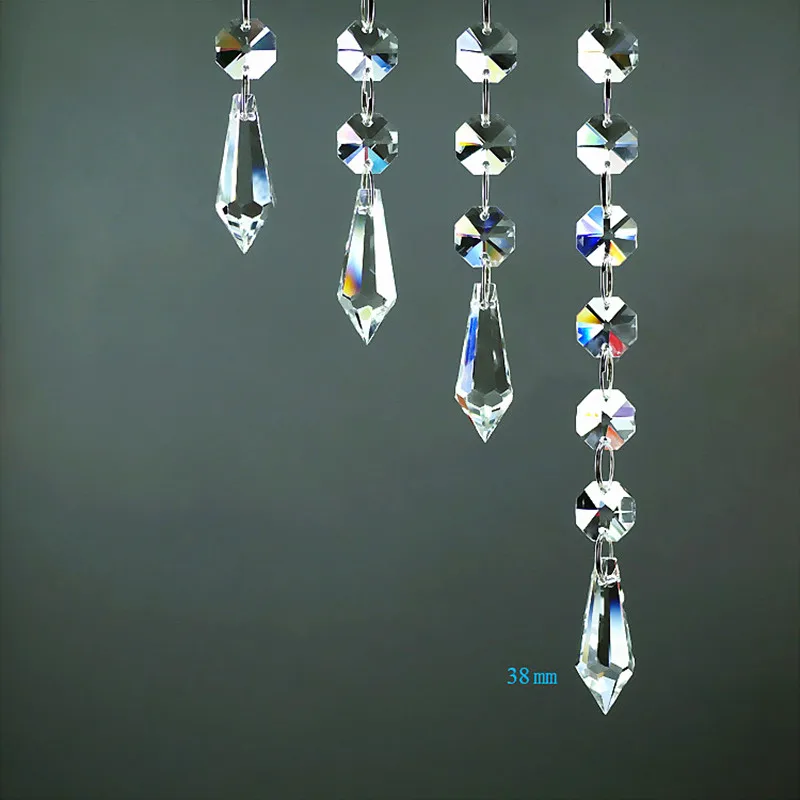 20 шт. высокое качество прозрачный K9 кристалл восьмиугольник люстра бусины с сосулькой Призма Хрустальная деталь люстры, хрустальная лампа украшения