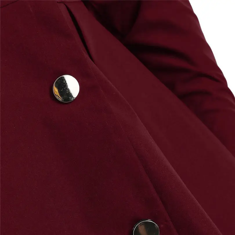 New Women fashion Plus Size Asymmetric Keep Warm Fleece Hooded Single Breasted Long Drap Buttons Coat #4F10 (17)