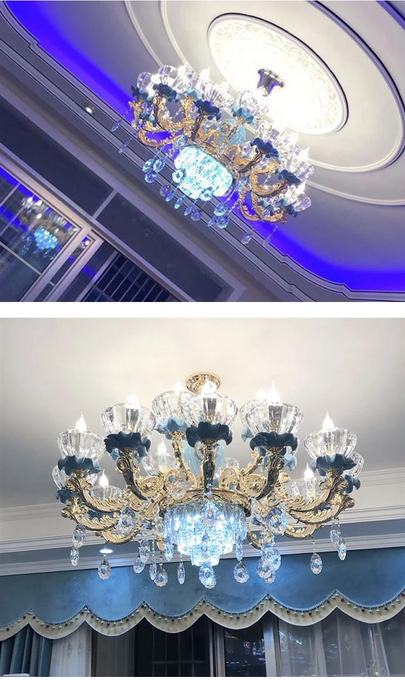 Lustre de Cristal para Sala Lustre de Cristal Conduziu a Lâmpada do Teto Luxo Estar Clássico Luminárias Quarto Lâmpada Ouro Cristal 37 Cheap Lustres