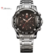 Vu shark sport black watch or 6 mains date 24 heures Inoxydable En Acier Plein De Noël Hommes Militaire Poignet Montres À Quartz/SH017