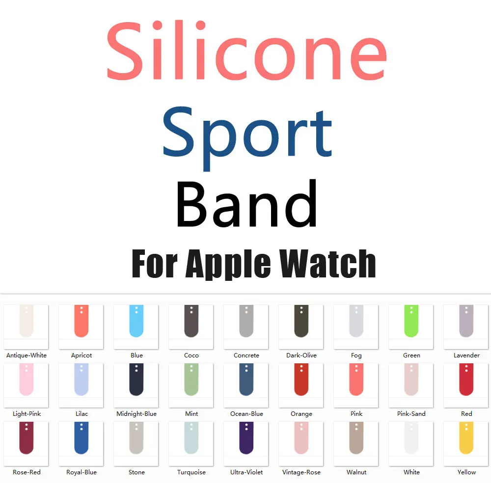 

2018 New Colors Dark Olive/Rose Red/Cocoa/Pink sand Silicone Strap For Apple Watch Band 42mm 38mm Series 4 & 3 & 1 & 2