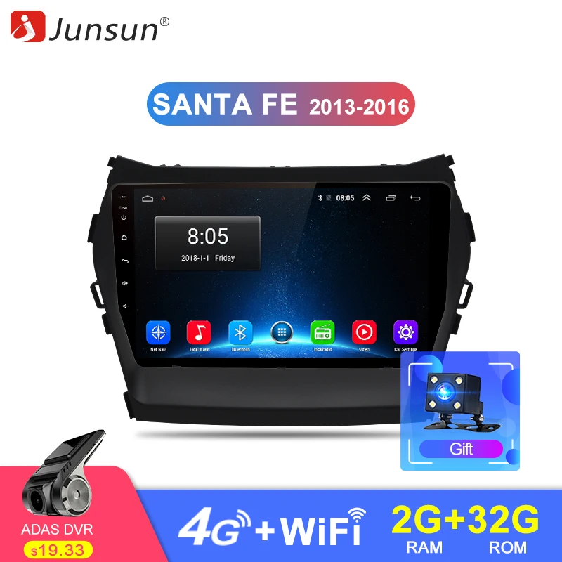 Junsun Штатное Головное устройство для санта фе 2013 2014 GPS навигатор Android 8.1