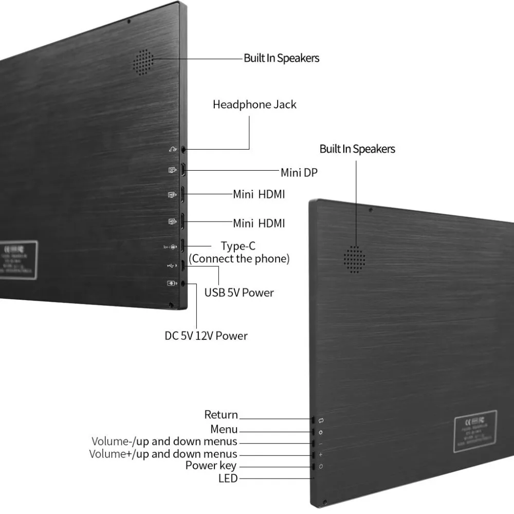 Новинка 15,6 дюймов HD ips 3840x2160 4K lcd игровой портативный монитор Тип USB-C дисплей с HDMI разъемом для наушников для Raspberry PS3/PS4