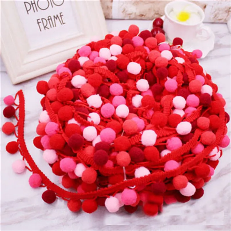 Lace Fabric Sewing Accessories Pompom Trim Pom Pom Decoration Tassel Ball Fringe Ribbon DIY Craft Accessories Material Apparel