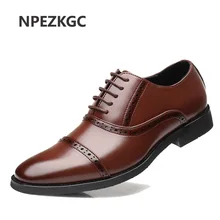 NPEZKGC/Мужские модельные туфли с острым носком; коллекция года; повседневные кожаные туфли-оксфорды; мужская деловая обувь из крокодиловой кожи на шнуровке; дизайнерская Роскошная обувь