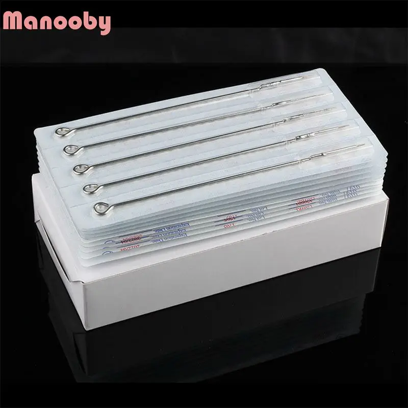 Manooby 50 шт. боди арт иглы для татуировки стерилизованные из нержавеющей стали