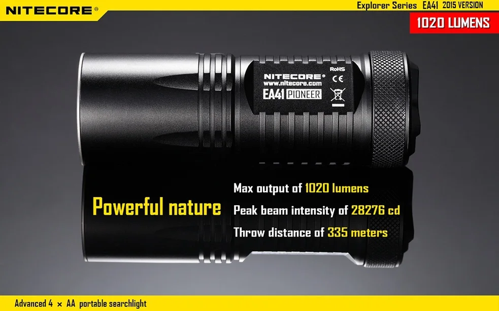 Версия Nitecore EA41 Cree XM-L2 U2 светодиодный фонарик 1020 люмен 4* AA(не включены) Батарея с исходный пакет
