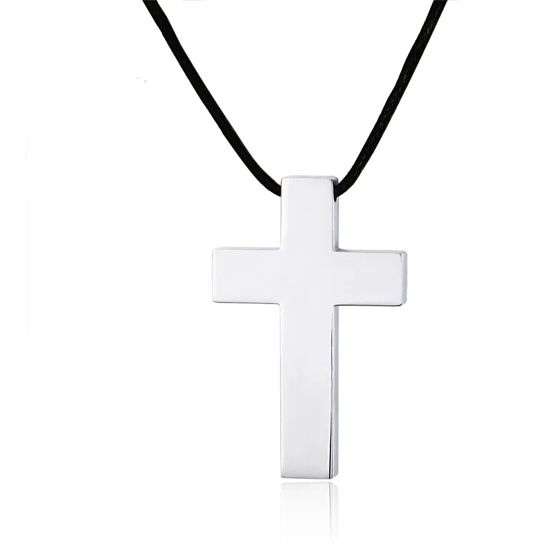 

Hot Sale Fashion Punk Male Jesus Cross Pendants Silver Black Plated Stainless Steel Simple Cross Pendant Necklace Jewelry