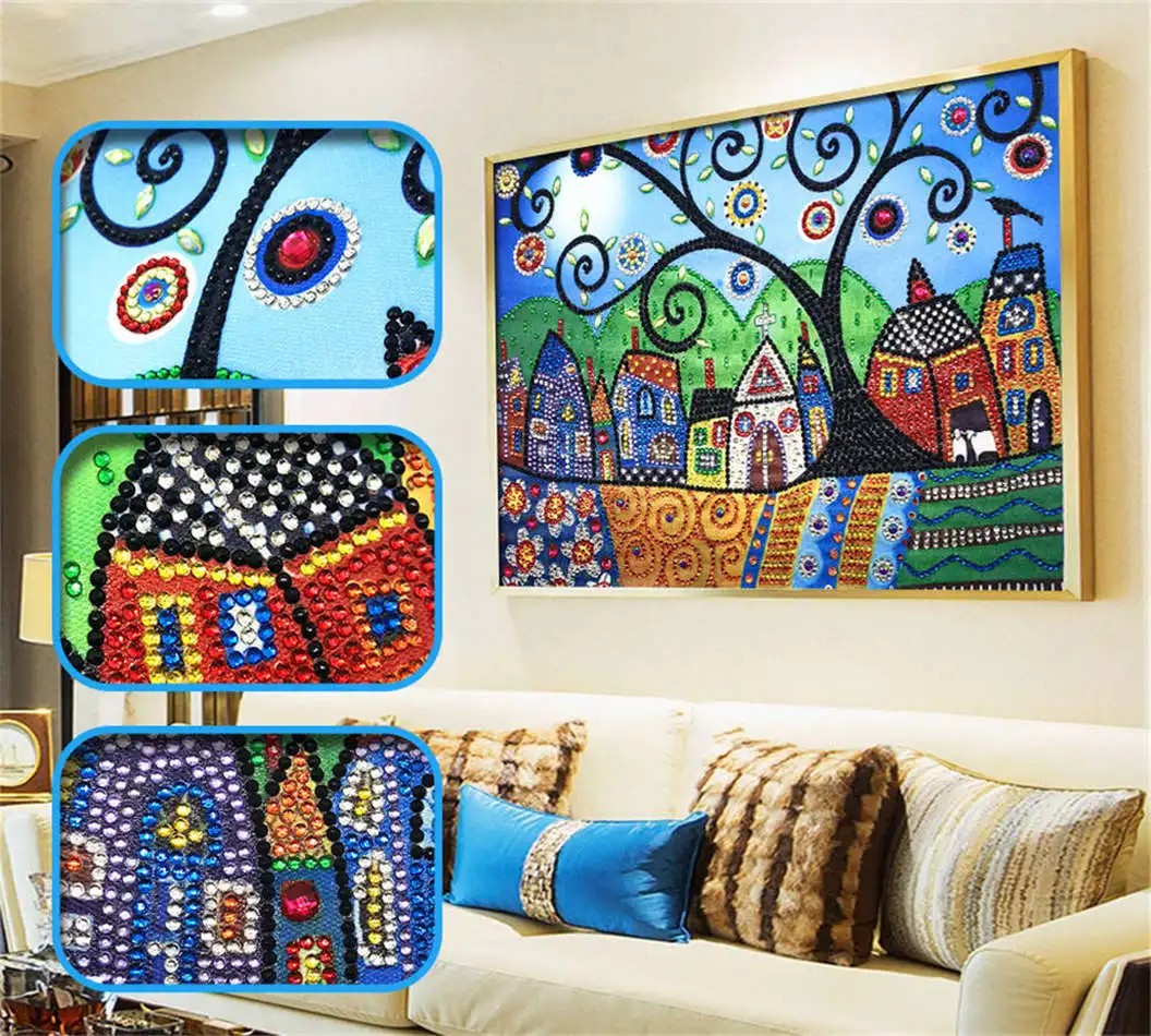 

Sashiko Colored Tree Diamond Painting Embroidery Special Shape Diamond Painting Accessories Rhinestone DIY Crystal Home Decor