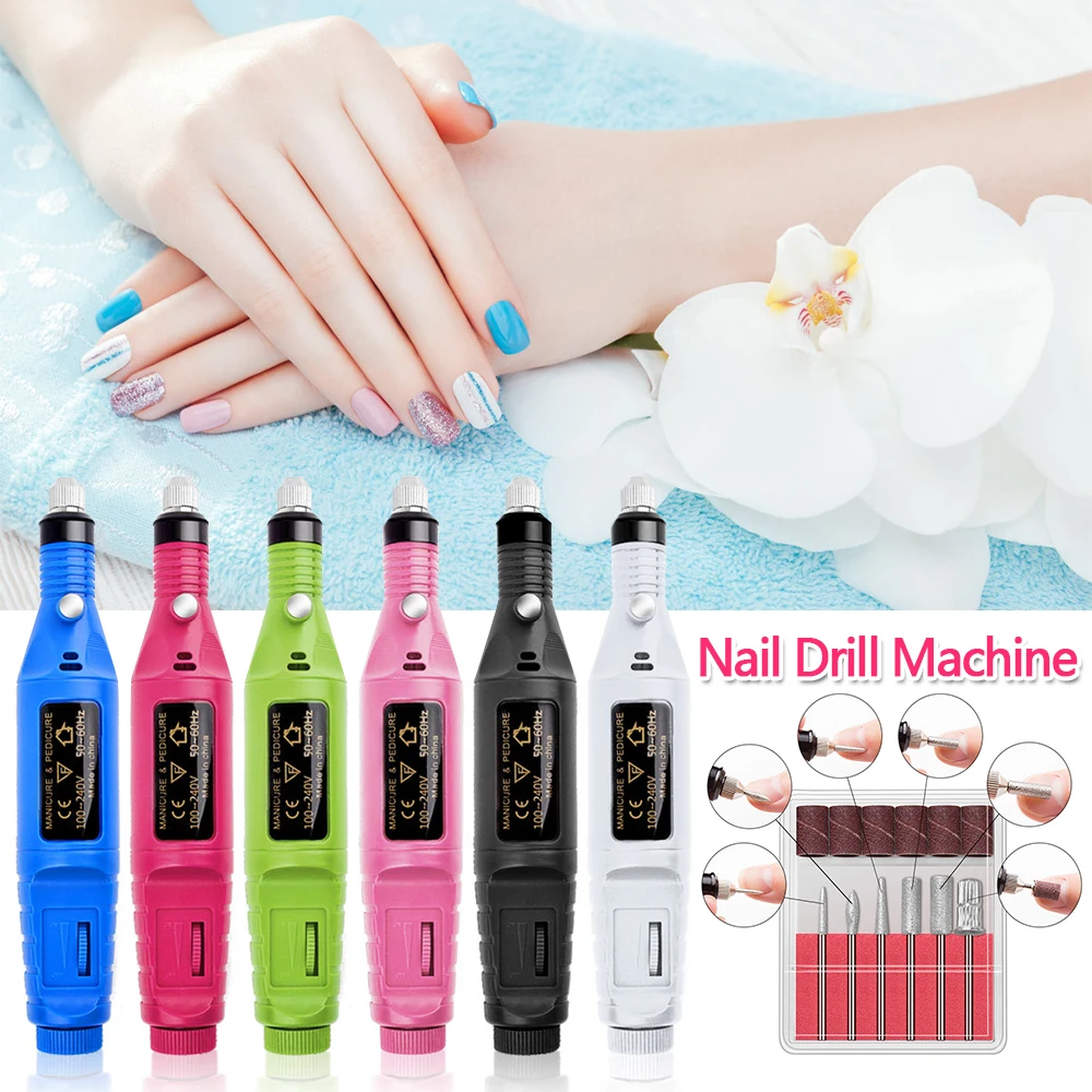 

1Set Power Electric Nail Drill Machine Kit Nail Tips Manicure Machine Nail Art Pen Pedicure Nails Art Tools EU/US Plug Dropship