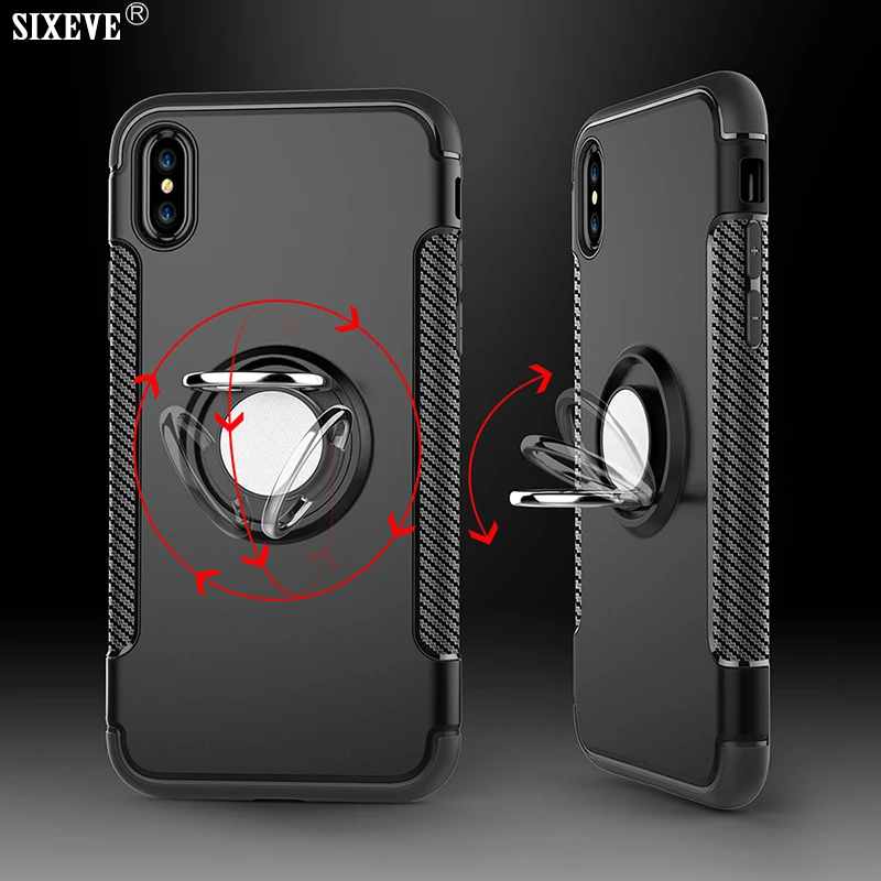 Магнитный автомобильный держатель SIXEVE противоударный чехол для iphone X 10 8 7 6 5 s 6s plus