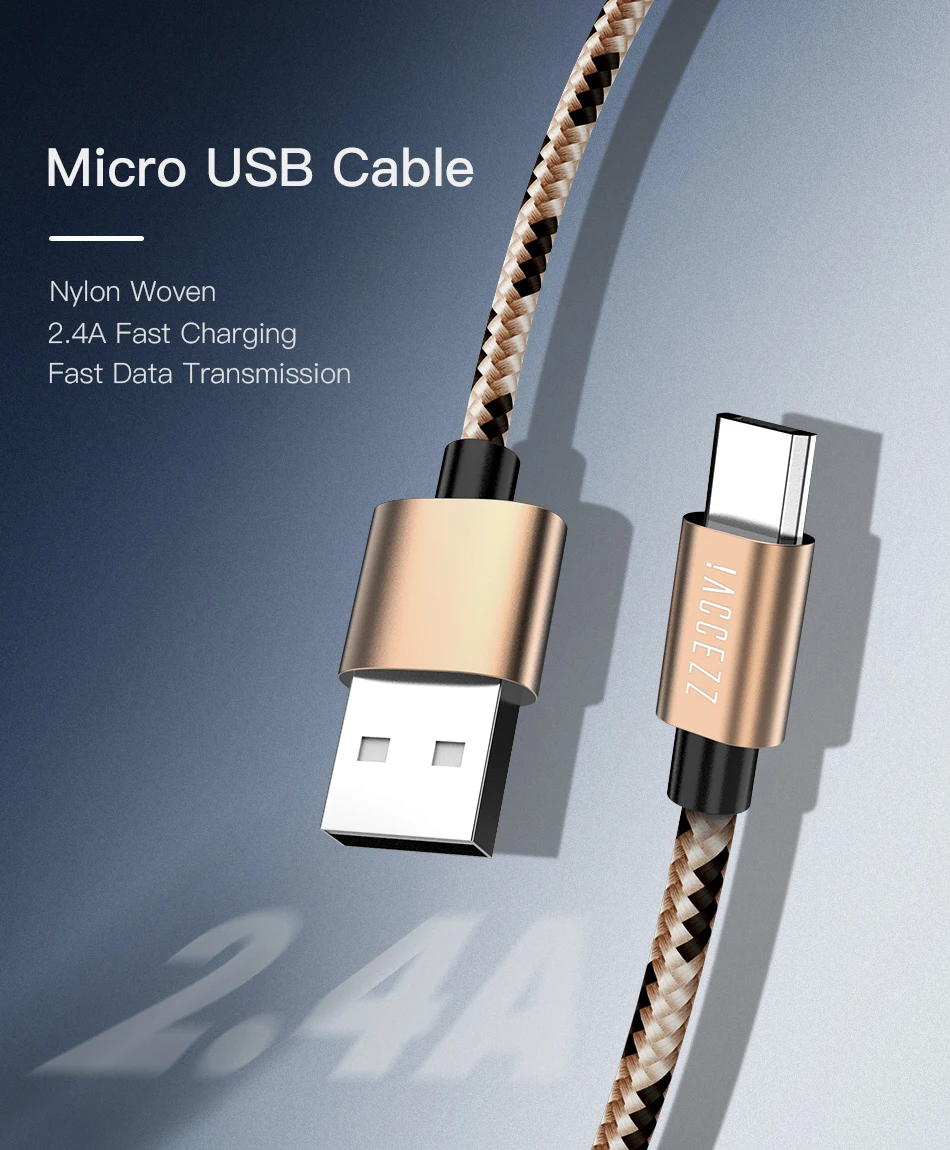 !ACCEZZ 2.4A Micro USB Cable For Samsung Galaxy S7 S6 Xiaomi Redmi 4A Android Mobile Phone Charger Cable Cord Durable Data Wire (1)