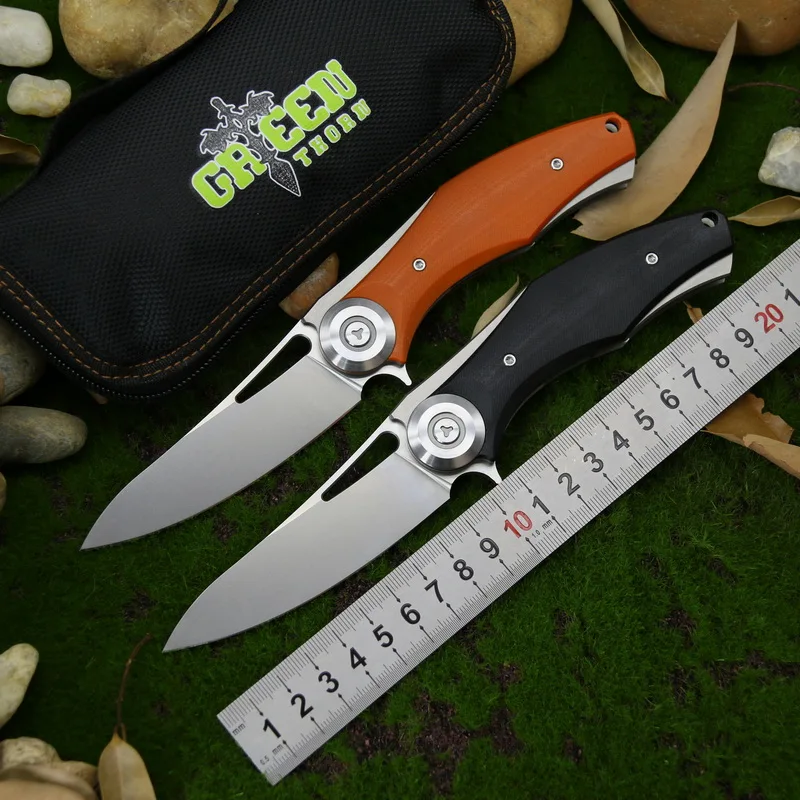 Складной нож Green thorn Dark Flipper D2 Клинок G10 титановая ручка для выживания охоты