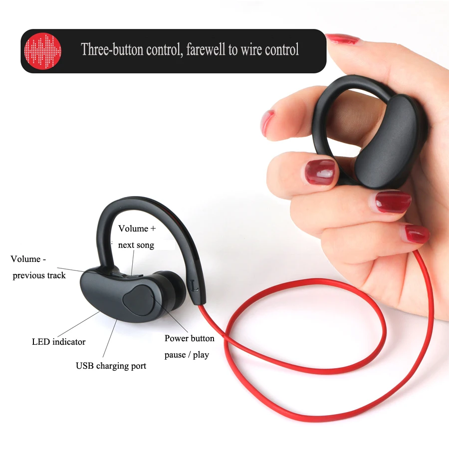 CBAOOO K100 Wireless Bluetooth Earphone Headphone Sport Bass Stereo Headset Wireless Earbuds with Mic for Phone iPhone xiaomi
