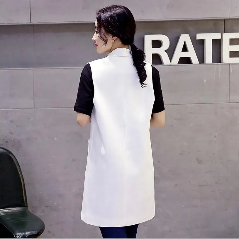 Летний Для женщин корейской моды сплошной цвет вязать рукавов Лен Длинные Секции Тонкие комплект жилет W195
