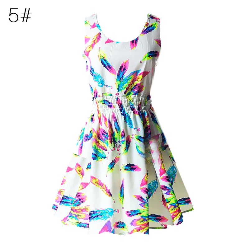 

New Fashion Summer Hot Sexy Women Tank Chiffon Beach Party Dress Sleeveless Slim Bodycon Sundress Floral Mini Dresses