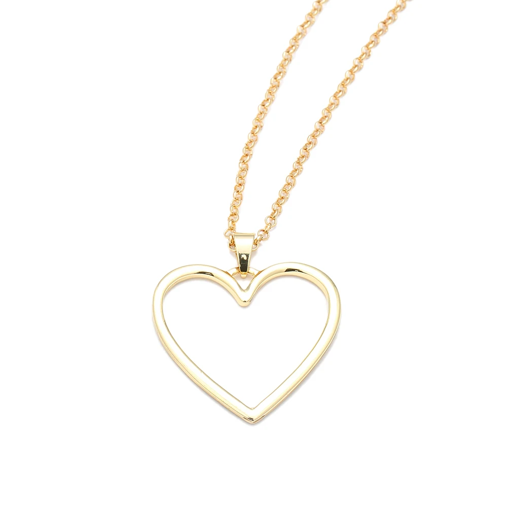 New Hot Fashion Women Gold Sliver Big Charm Heart Pendant Necklace Exquisite OL Ladies Shiny Clavicle Jewelry Gifts