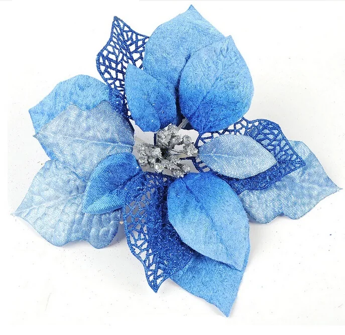 1PCS Christmas Decoration Supplies Sky Blue Silver Flower Christmas