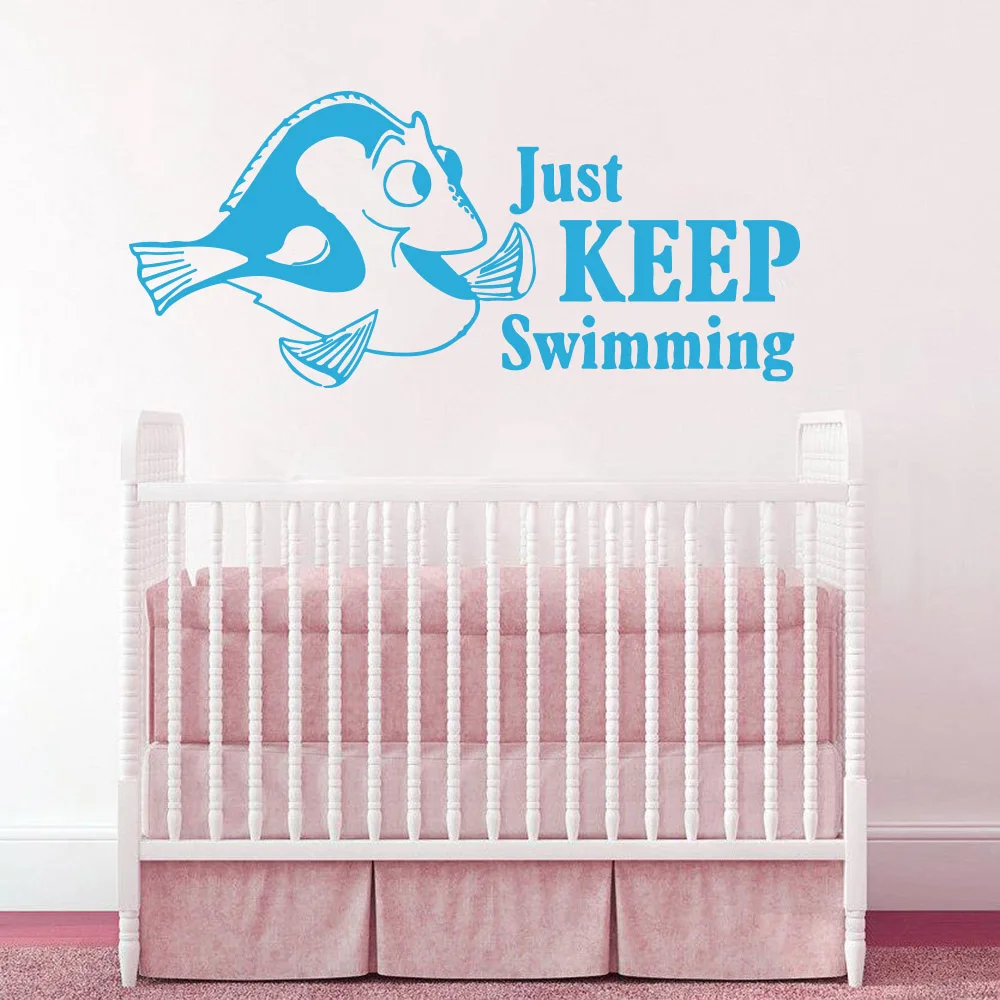 Cartoon Dory Keep Swimming Wall Sticker Bathroom Toilet Dory Inspirational Quote Sport Wall Decal Nursery Kids Room Vinyl Decor (1)