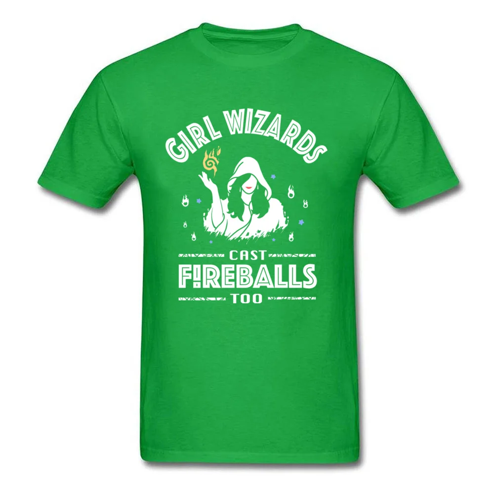 Girl Wizards cast Fireballs too Father Day Pure Cotton O Neck Tops Shirt Short Sleeve 3D Printed Tee-Shirts Graphic T Shirt Girl Wizards cast Fireballs too green