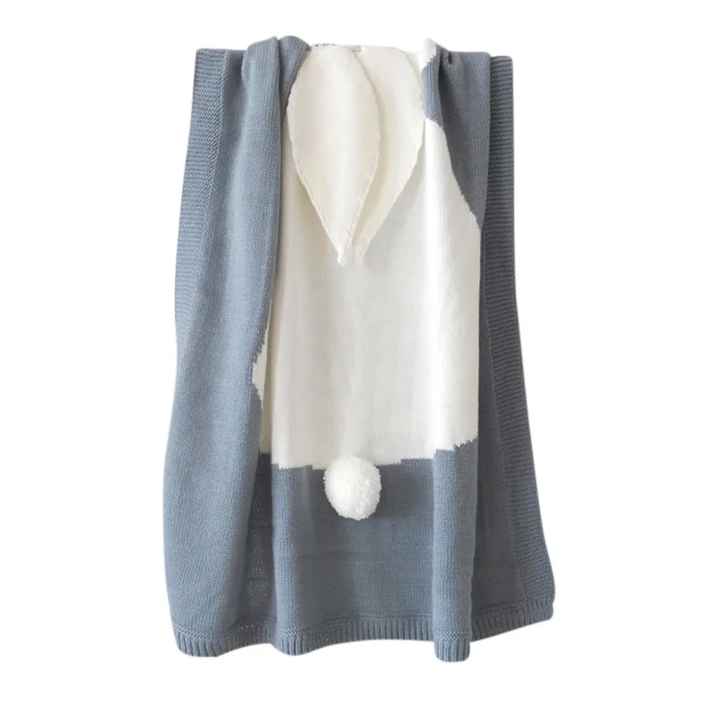 

Newborns Baby Blanket 3D Rabbit Ear Style Knit Blanket Multi Color Acrylic Average Code Baby Blankets
