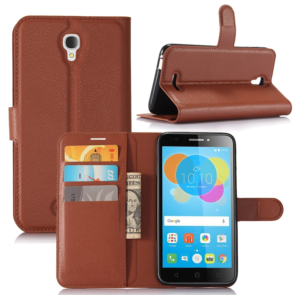 Alcatel Pixi 4 5012 г 5012F Чехол Флип Роскошный кошелек из искусственной кожи ТПУ кремния