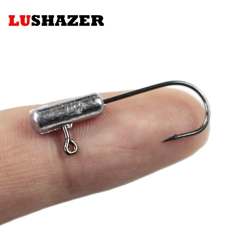 

10pcs/lot LUSHAZER fishing hook jig lead head fishing hooks 1.5g single hook for soft lure Jigging Worm Shad Hook