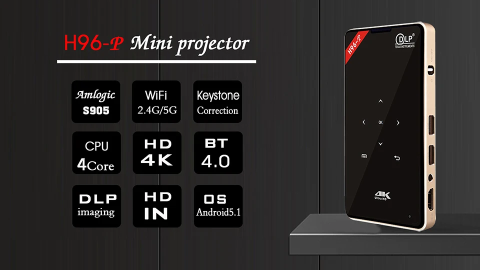 H96-P проектор 2G 16G S905 мини портативный карманный проектор DLP проектор Android proyector Система домашнего кинотеатра H96p