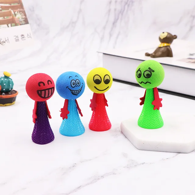5Pcs/Pack  Jumping Doll Kids Bounce Ball Toys Educational Game Expressions Push&DownToys Gifts for Children 1