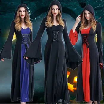 

Halloween Costume Witch Medieval Dress Women Adult Plus Size Sexy Scary Wicca Cosplay Gothic Wizard Halloween Costumes for Women