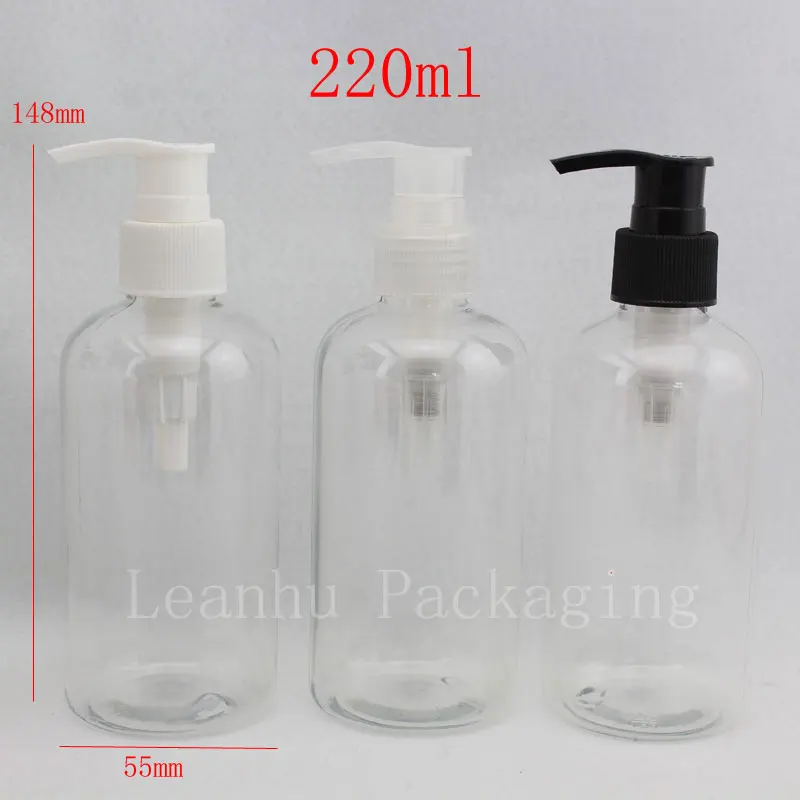 Clear Plastic Refillable Shampoo Bottle With Lotion Cream Pump,220ML Empty Family Personal