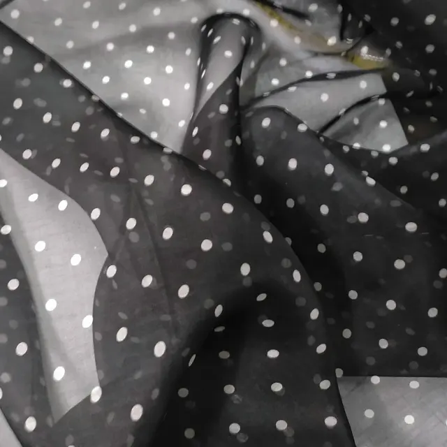 Pure Silk Organza Fabric Black Polka Dot Sheer Summer 136 Cm Width Pure Silk Organza Fabric Black Polka Dot Sheer Summer 136 Cm Width Sewing Arel