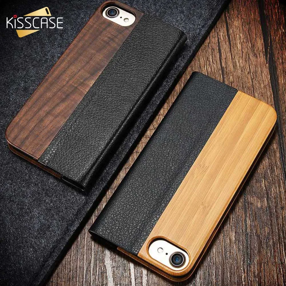 Kisscase 2018 New Ретро натурального дерева Бамбук чехол для iphone 8 7 6 S Plus искусственная