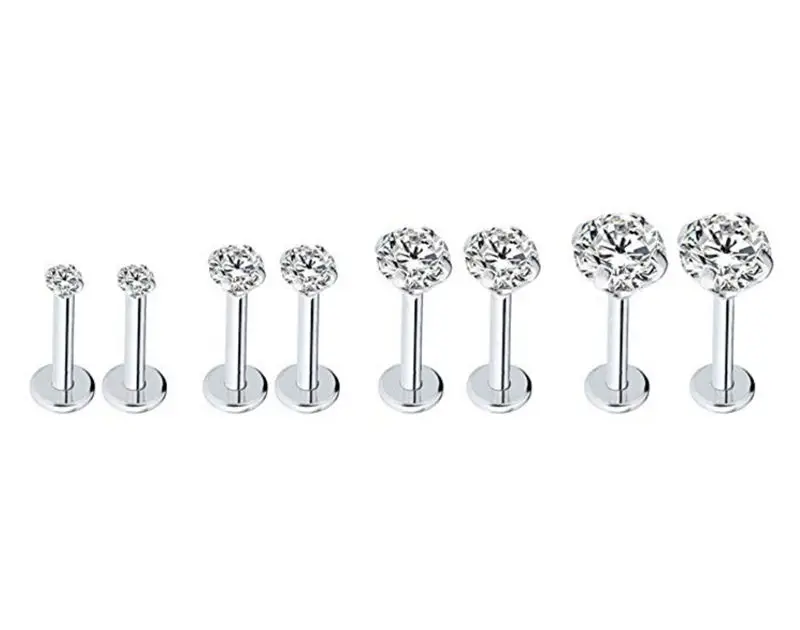

Free shippment LOT20pcs 16g Body Jewelry Body Piercing - CZ Shining Lip Labret Ring Ear Helix Bar Lip Piercing 16g Pick Up Sizes