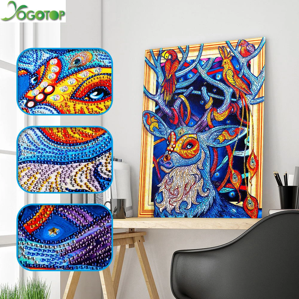 

YOGOTOP 5D Diamond Painting Animal Special Shape Diamond Embroidery Deer Rhinestone Paint By Diamonds Handicraft 40x50cm LP021