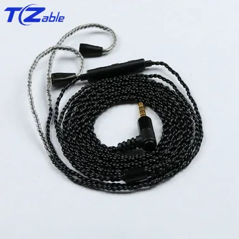 

HIFI Replace Headphone Cable 3.5mm Headset Microphone Audio Cable For ie80 pin ie81 ie8 Silver-Coated Copper Wire Earphone Cable