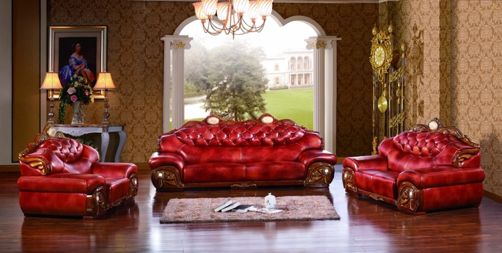 Luxury Big European Leather Sofa Set Living Room Sofa Made In China 1+2+4  Wooden Frame - Living Room Sofas - Aliexpress