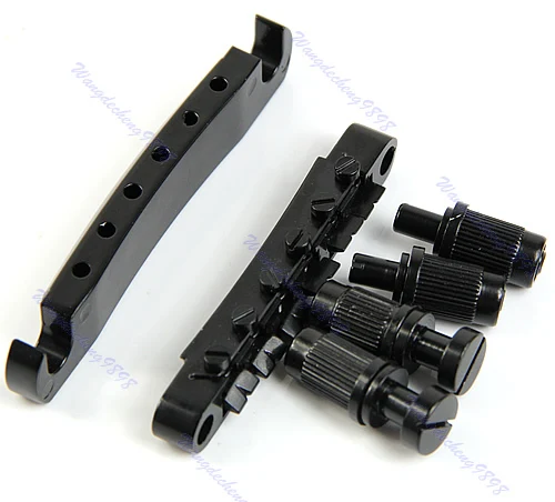 Guitar Tune O matic Bridge Tailpiece Tail Style Set Black