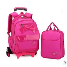 Малыш школы прокатки рюкзак для девочки багажные сумки тележки школьный рюкзак колесных рюкзак дети сумка тележка на колесиках