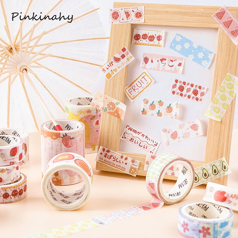 

Cute Fruit Basket Serise Strawberry Peach Japanese Decorative Paper Washi Tape DIY Scrapbooking Masking Tape School Supply JD068