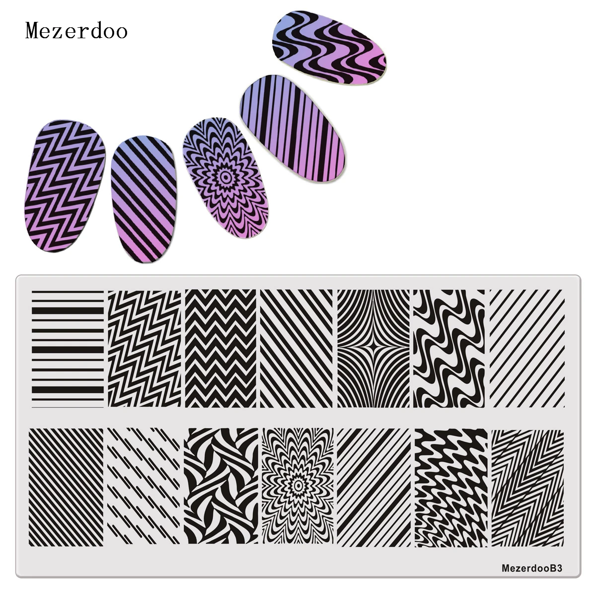 

Mezerdoo Wave Net Texture Patterns Manicure Nail Art Stamp Template Image Plate Stamping Plate 12*6cm B3
