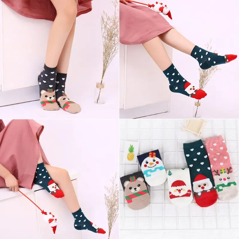 THINKTHENDO/Новинка; модная женская зимняя обувь для девочек на Рождество с рисунком животных; Длинная разноцветная трикотажная обувь в рубчик; Милая обувь высокого качества