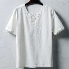 Хлопчатобумажный льняной пуловер рубашки мужская, с коротким рукавом сплошной Повседневный хлопковый топ рубашки мужские хлопковые рубашки летняя молодежная одежда TS-172