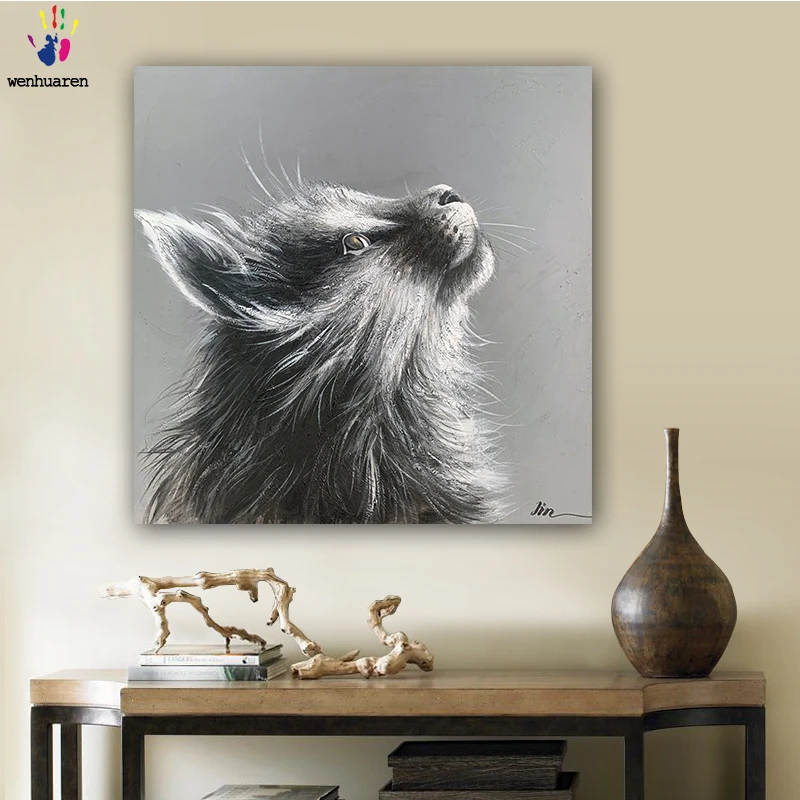 

DIY colorings pictures by numbers with colors Cats looking up at the sky picture drawing painting by numbers framed Home