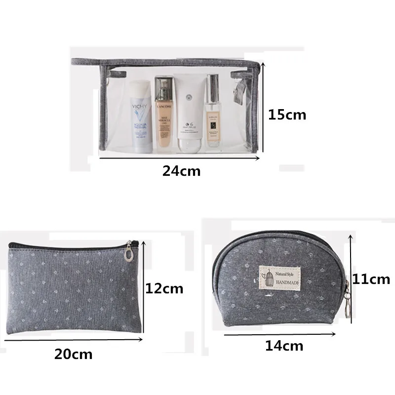 3 шт./компл. женская прозрачная косметическая сумка-Органайзер для путешествий ПВХ прозрачная косметичка для Макияжа Косметический туалетный столик Макияж для хранения