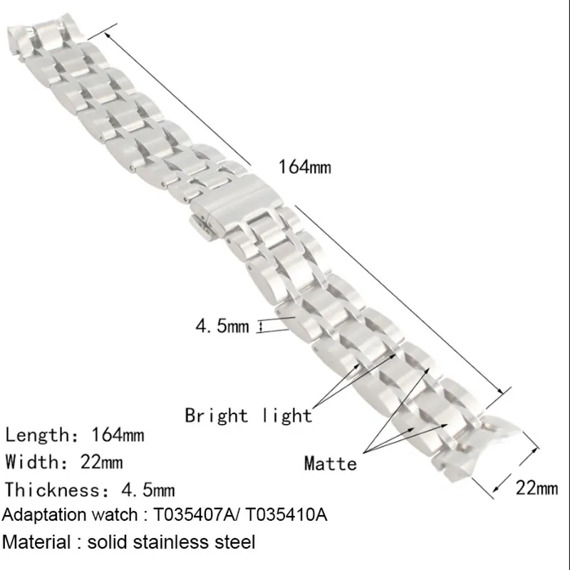 22 мм T035407A T035410A новые части часов Мужской Цельный браслет из нержавеющей стали ремешок для часов T035407
