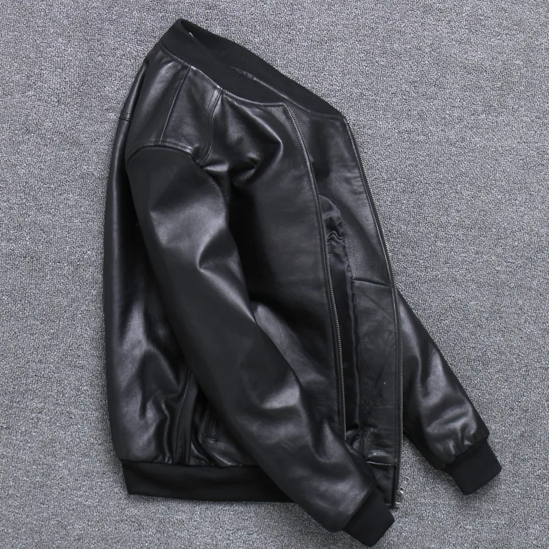 Classic Black Aviation Genuine Leather Jacket Men Sheepskin Real Leather Jacket Large Size Pilot Bomber Jacket Veste Cuir Homme Classic Black Aviation Genuine Leather Jacket Men Sheepskin Real Leather Jacket Large Size Pilot Bomber Jacket Veste Cuir Homme