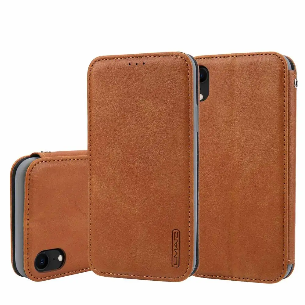 Для iPhone XS Max Флип Чехол премиум Веганский кожаный бумажник-книжка Чехол-книжка для iPhone 11 Pro Max XR XS 7 8 Funda магнитная застежка - Цвет: brown
